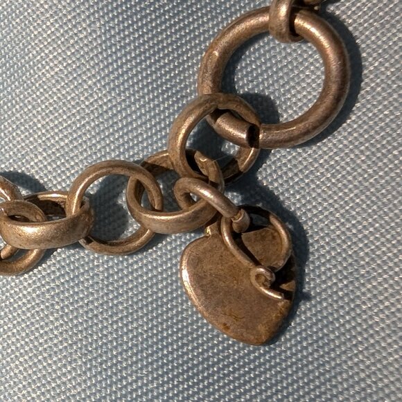 925 Italy Sterling Heart Charm Bracelet 5078 - Picture 4 of 6